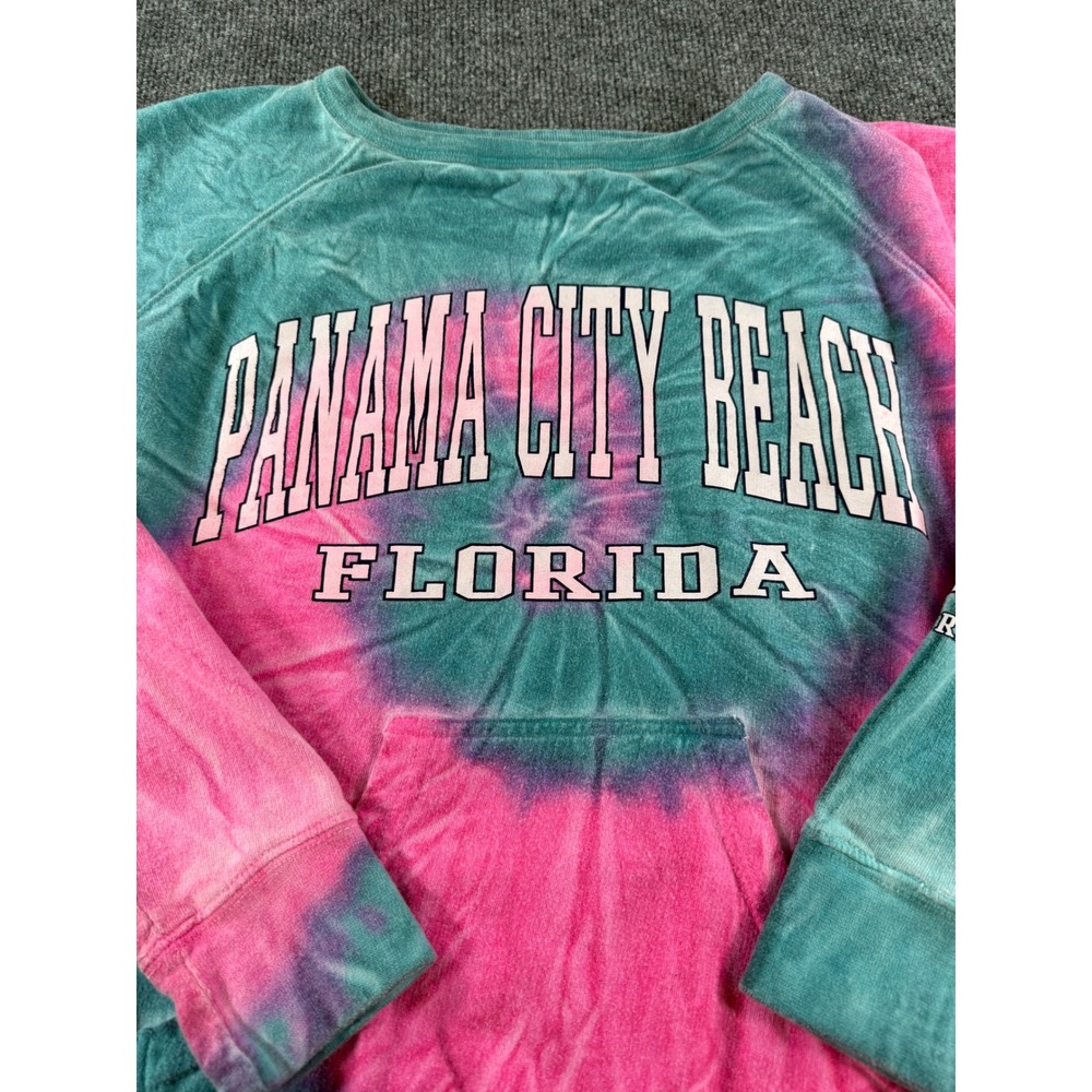 Comfort Colors Panama City Beach Florida Tie Dye Long Sleeve Shirt Pink Teal M